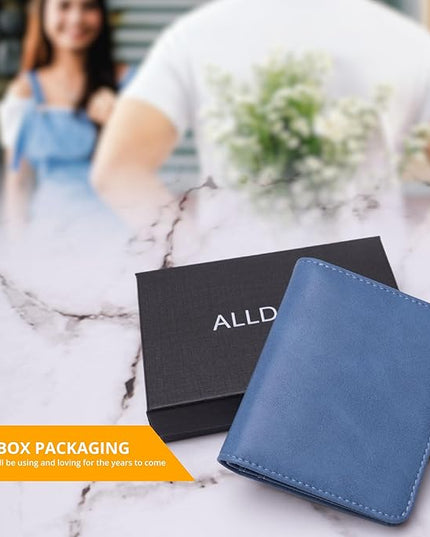 Alldaily Small RFID Wallet for Women Slim Compact Bifold Pocket Ladies Travel Mini Purse (Blue)