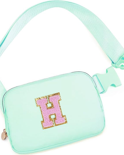 Uygafly Belt Bag Fanny Pack Crossbody Bags with Initials Letter Patch Cute Stuff Birthday Gifts for Teenager Girls Trendy Stuff for Teens | Light Green,H