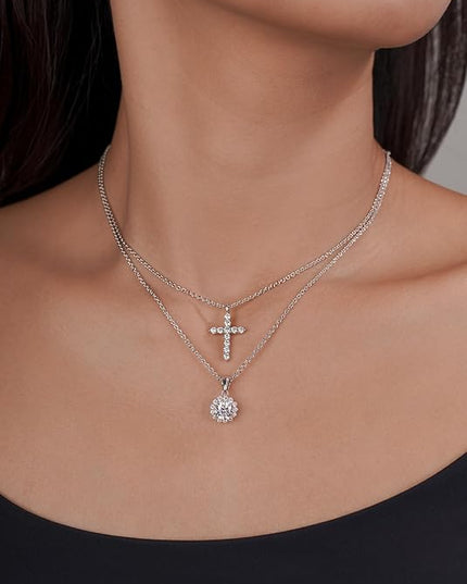 IMOLOVE Moissanite Solitaire Pendant Necklaces for Women Sterling Silver with 18K White Gold Plated 1-3 Carat D Color VVS1 Clarity Mossanite Jewelry for Women