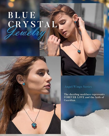 CDE Christmas Gifts for Women Angel Wings Necklace for Women with Birthstone, Love Heart Silver Tone/Gold Tone Pendant, Ideal Anniversary or Birthday Jewelry Gifts for Wife Girlfriend Her