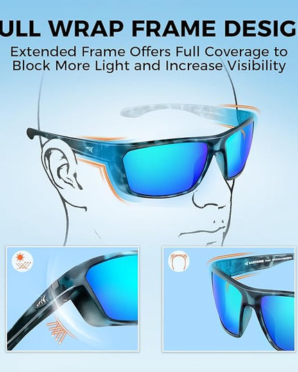 KastKing Huzzah Polarized Sport Sunglasses for Men and Women, Ideal for Driving Fishing Cycling and Running,UV Protection