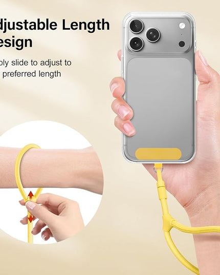 Dadanism Phone Wrist Strap, Universal Adjustable Hand Wrist Strap Lanyard for iPhone 17 and Most Smartphones, Multifunctional Patch Lanyard with Phone Tether Tab for Women and Men, Yellow