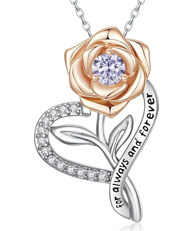 LAVALE Heart Birthstone Necklace for Women, Ideal Anniversary Birthday Gifts for Women Wife Girlfriend Her, Amazing Valentine's day Gift for Mom Women