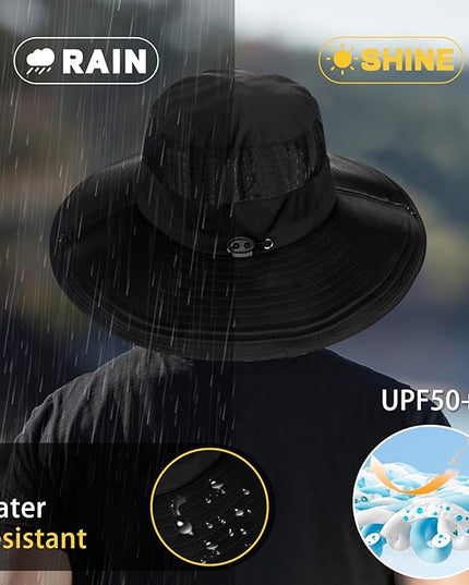 Cooling Sun Hat for Men Women,Wide Brim Bucket Hat Foldable Boonie Hat for Fishing Hiking Garden Safari Beach