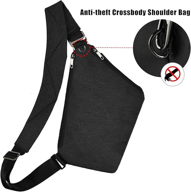 VADOO Sling Bag for Men and Women, Anti theft Crossbody Bag Lightweight Shoulder Chest Bag for Travel Gym