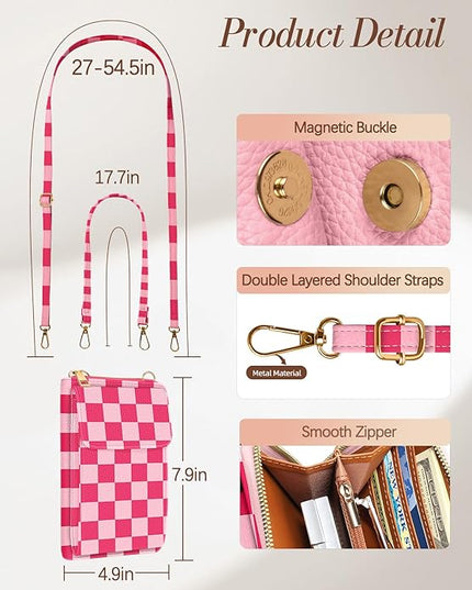 Cute Small Crossbody Purse Cell Phone Bags for Women - Leather Cellphone Wallet Purse with Shoulder Strap
