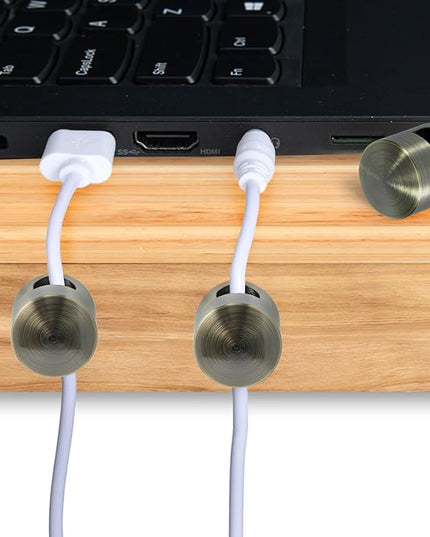 8 Sets Charger Holders for Cords, Antique Copper Color Adjustable Cable Anchor Holders, Adhesive Metal Cord Clips, Cable Management Wire Organizers for Desk, Office, Nightstand