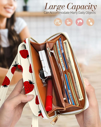 Cute Small Crossbody Purse Cell Phone Bags for Women - Leather Cellphone Wallet Purse with Shoulder Strap