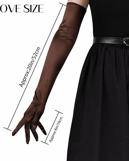 THARAHT Women Long Gloves with Satin Elbow Length for 1920s Opera Tea Party Costumes Bridal Evening Dress
