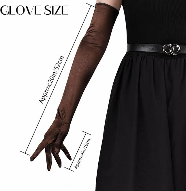 THARAHT Women Long Gloves with Satin Elbow Length for 1920s Opera Tea Party Costumes Bridal Evening Dress