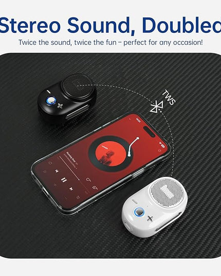 Divoom Itour-S Wearable Bluetooth Speaker, IP67 Waterproof Dustproof, Portable Small Clip-On Bluetooth Speaker, 10H Playtime, for Kitchen, Work, Travel, Biking, Golf, Pool (White)