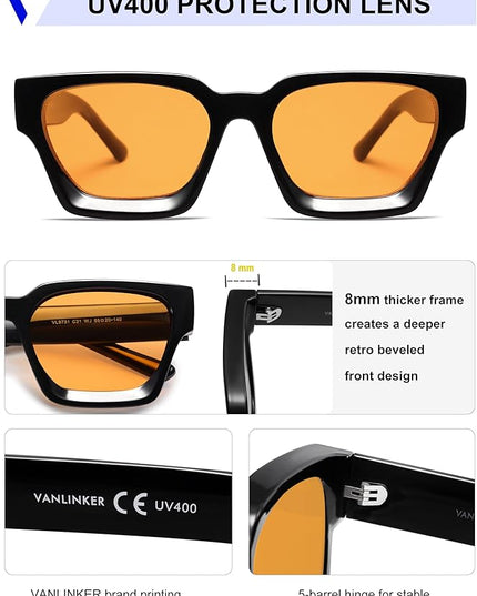 VANLINKER Thick Square Sunglasses for Men Women Retro Chunky Rectangle Shades UV400 Protection VL9731