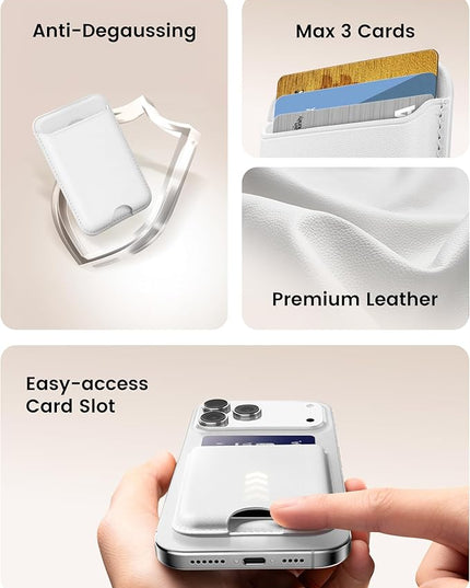 Magnetic Mag-safe Wallet Cell Phone Card Holder for Phone Case with Mag-Safe, Stronger Magnetic RFID Leather Phone Wallet Stick on for iPhone 17/16/15/14/13/12 Series, Fit 3 Cards