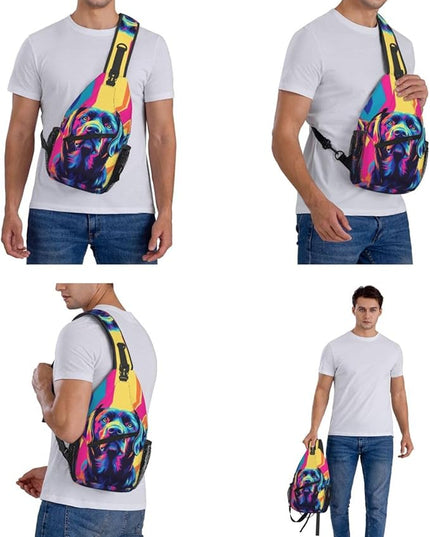 Animal Face Sling Bag Crossbody Bags Chest Bag Backpack for Travel Running and Hiking for Men Women Colorful Dog 1
