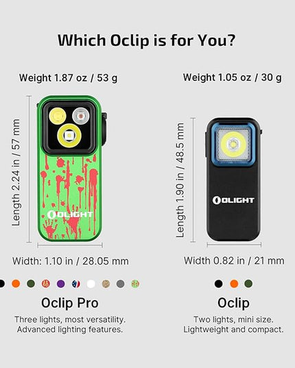 OLIGHT Oclip Pro EDC Flashlight Clip-on Light, Rechargeable 500 Lumens with Three Lighting Solutions Type-C Charging, Magnetic Flash Lights for Signaling, Cycling, Outdoor or Indoor Use(Zombie Green)