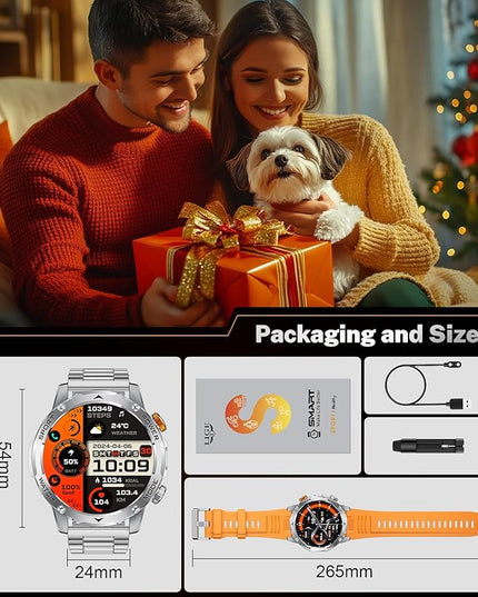 LIGE Smart Watch for Men (Make/Answer Calls) with 1000mAh, 1.75" HD Screen Smartwatch with Flashlight, Heart Rate/Sleep Monitor, IP68 Waterproof, 100+ Sports Modes for Android iOS, 3 Straps