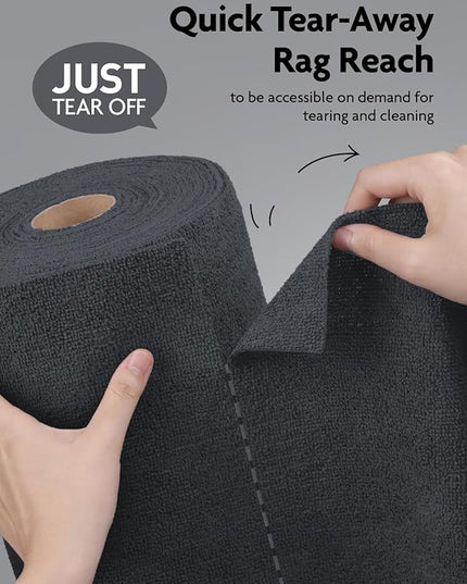 Fantasticlean Microfiber Cleaning Cloth Roll -675 Pack, Tear Away Microfiber Towels, 12" x 12", Reusable, Washable, Ultra Absorbent for All-Around Cleaning Supplies (9 Rolls of DimGray)