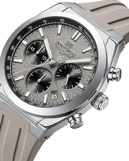 NAVIFORCE Watches for Men Multifunctional Chronograph Analog Quartz Waterproof Wirstwatch Silicone Strap Man Gifts