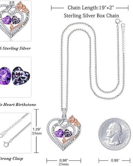 Iefil Christmas Gifts for Wife Women - 925 Sterling Silver Double Birthstone Necklace, Anniversary Birthday Gifts for Women, Jewelry Gift for Wife Girlfriend Mom Her