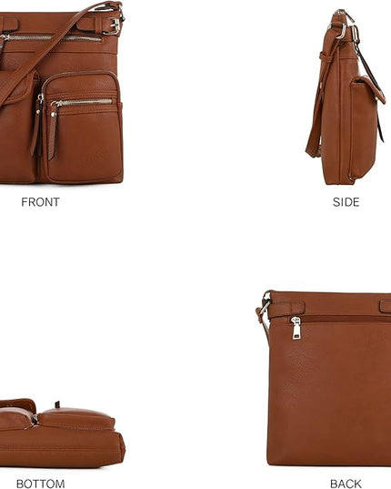 SG SUGU Katie Lightweight Medium Crossbody Bag Shoulder Bag with Multi Pocket for Women