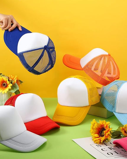 Hercicy 40 Pack Sublimation Blank Trucker Hat Bulk Baseball Cap Adjustable Mesh Unisex Polyester Hat Heat Transfer