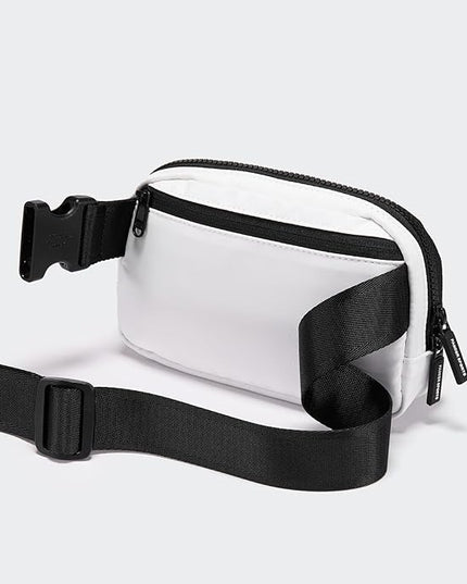 Pander Two Way Zipper Fanny Pack Nylon Everywhere Belt Bag for Women, Water Repellent Waist Packs, Crossbody Bags with Adjustable Strap (White).