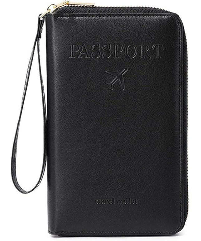 Passport Holder for Travel Women and Men RFID Passport Holder with Card Slots Holder Passport Case Passport cover Passport Wallet Travel Essentials and Accessories (Zipper, Black Zipper)