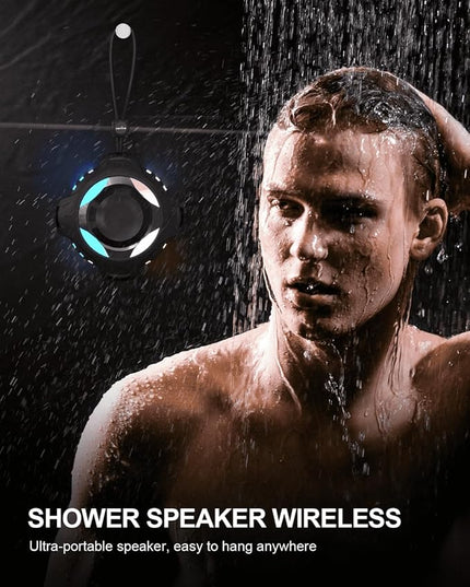 comiso Waterproof Speaker with Robust Bass, Shower Speaker with Dynamic Light, TWS Mode, Loud HD Sound, IP67 Waterproof, 2000mAh, Portable Wireless Speakers for Home, Outdoor/Kayak, Gift for Unisex.