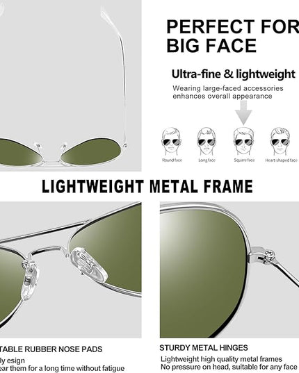 Joopin Polarized Metal Aviation Sunglasses Men, Classic Military Sun Glasses Women, Rectangle Shades UV400 Protection Costume