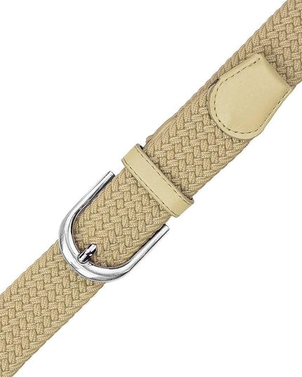 Falari Men Women Multicolored Elastic Stretch Braided Belt Canvas Fabric Woven No Holes Belt