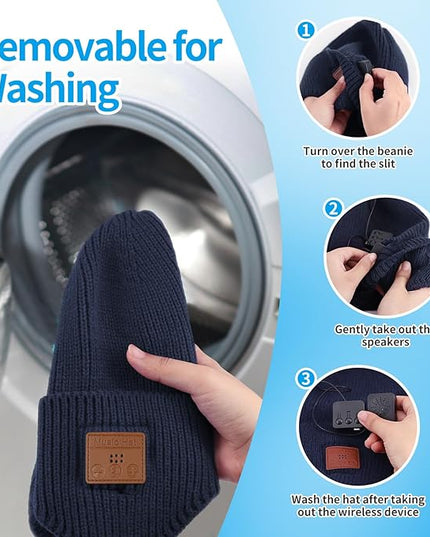Bluetooth Beanie for Men Women, HD Stereo Sound Beanie with Headphones, Unique Tech Gifts for Men Husband Him Teen