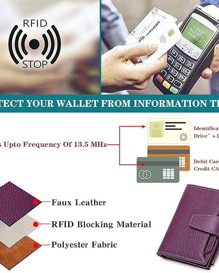 FALAN MULE Small Wallet for Women Leather Bifold Compact RFID Blocking Small Womens Wallet Purse