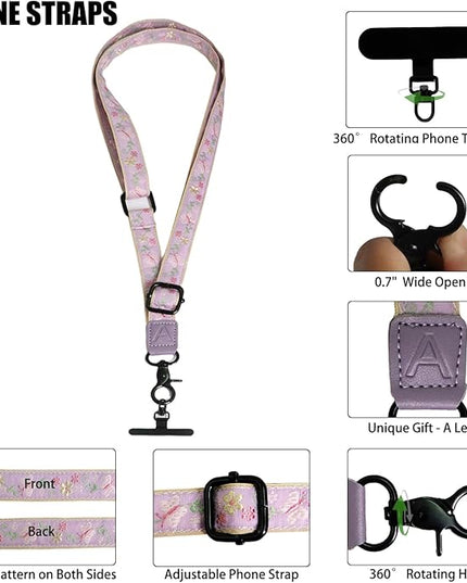 Adjustable Lanyard for Phone, Camera, Name Tags, ID card, Keychain and Wristlet Straps with 2 phone pads(Black)