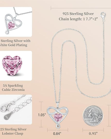 925 Sterling Silver Infinity Necklace - Exquisite Silver Jewelry for Women, Love Heart Necklace for Birthday, Anniversary, Valentine’s Day - Ideal Gift for Girlfriend, Wife, Mom, or Her