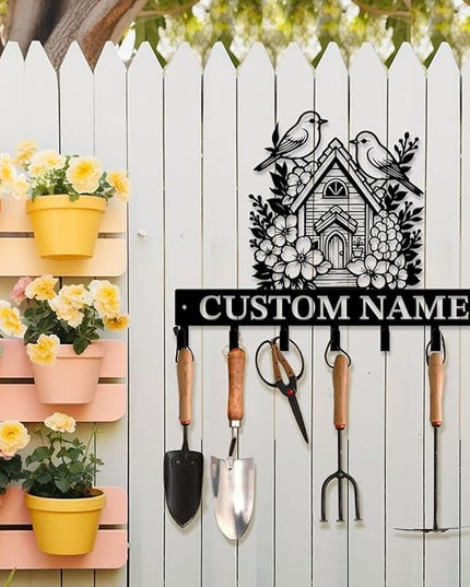 peanut case Customized Keys Holder - Personalized Birds Flower Key Hooks Wall Metal Sign Decor,Wall Holder, Garden,Door Hook (Style A)