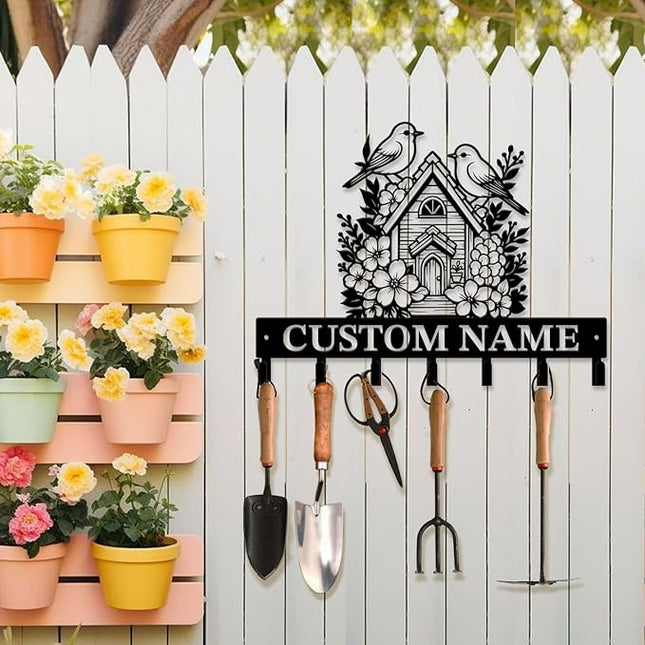 peanut case Customized Keys Holder - Personalized Birds Flower Key Hooks Wall Metal Sign Decor,Wall Holder, Garden,Door Hook (Style A)