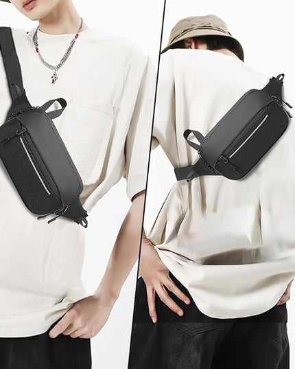 Crossbody Fanny Pack Belt Bag for Women & Men with Multi-Pockets, Waterproof Sling Bag for Travel, Running, Hiking, Cycling, Fashion Waist Bag Fits All Phones, Perfect Running Bag