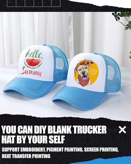 10 Pcs Sublimation Blank Trucker Hats Bulk Mesh Baseball Cap Polyester Mesh Trucker Hat for Men and Women