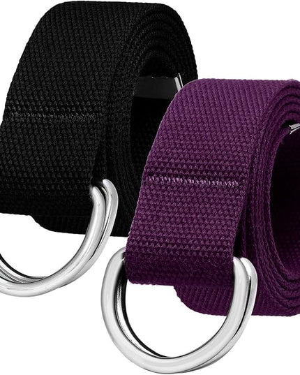 Falari Canvas Web Belt Metal Double D Ring Buckle for Men Women Casual Cloth Military Style Belt 1 1/2" Wide