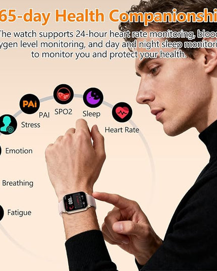 Smart Watch for Women Men with Text and Call, 2025 New AI Smartwatches with Heart Rate/SpO2/Sleep/Stress Monitor, 100+ Sports Modes, GPS Fitness Watches Compatible with iOS/Android (Map, Pink)