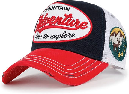 ililily Premium Road Trip Vintage Distressed Snapback Trucker Hat Baseball Cap