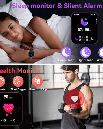 Smart Watch for Men Fitness Tracker: Waterproof Military Digital Mens Watches Running Make Answer Call Smartwatch Android Phone iPhone Samsung Compatible Sleep SpO2 Heart Rate Monitor Step Pedometer