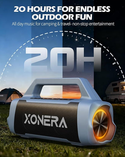 Speakers Bluetooth Wireless, 80W Peak Loud Outdoor Speaker with Bass, 20H Playtime, IPX6 Waterproof, TWS，BT5.3, Portable for Camping Hiking Boating Pool Beach, Smoky Blue