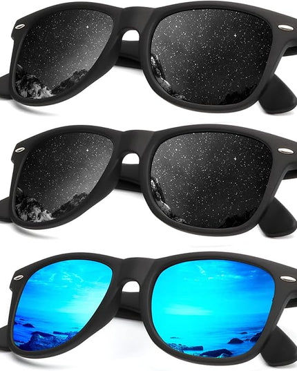 KALIYADI Polarized Sunglasses for Men and Women Matte Finish Sun glasses Color Mirror Lens UV Blocking (3 Pack)