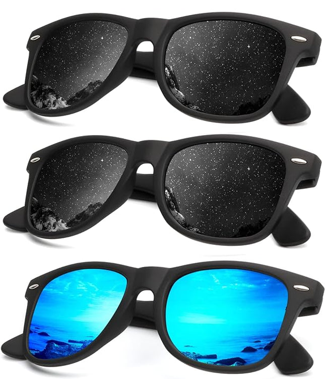 KALIYADI Polarized Sunglasses for Men and Women Matte Finish Sun glasses Color Mirror Lens UV Blocking (3 Pack)