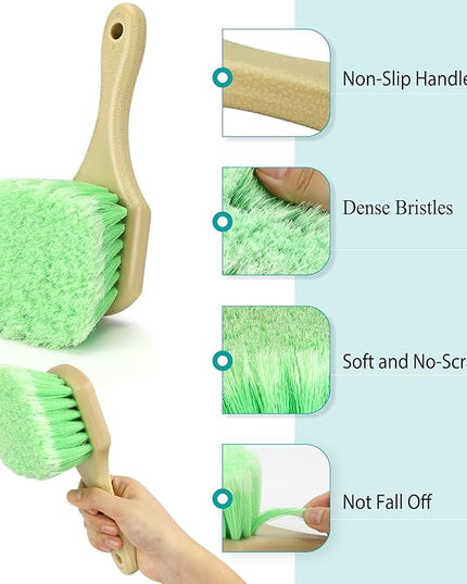 Wheel Rim & Tire Brush Set, Soft & Stiff Bristle Wash Cleaning Supplies Kit for Car Body Exterior Surface, Carpet, Truck,SUV,RV,Motorcycle