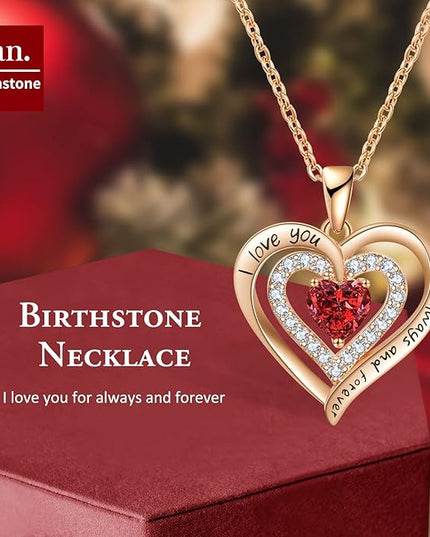REDBEE Necklaces for Women Birthstone Heart Necklace Jewelry for Wife Girlfriend Woman Necklace