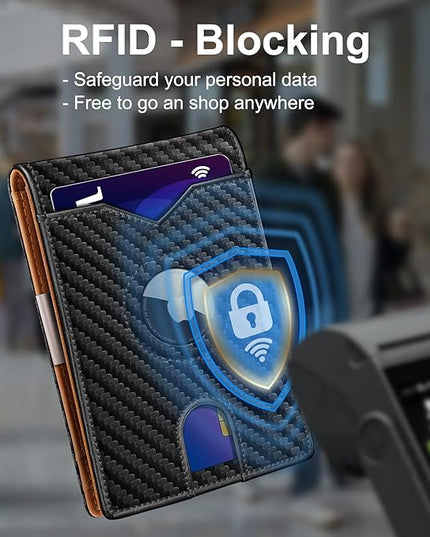 miyozi Airtag Wallet for Men,with Money Clip 11 Cards Slim Front Pocket Leather RFID Blocking Wallet with Gift Box