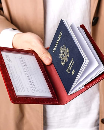 TIGARI Passport Holder for Travel Women Men, Valentines Day Gifts PU Leather Wallet Cover Case Sleeve, Waterproof Protected Document Organizer, Vacation Plane Cruise Travel Essentials
