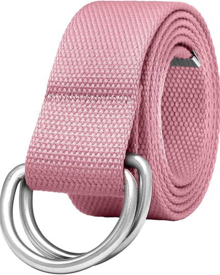 Falari Canvas Web Belt Metal Double D Ring Buckle for Men Women Casual Cloth Military Style Belt 1 1/2" Wide